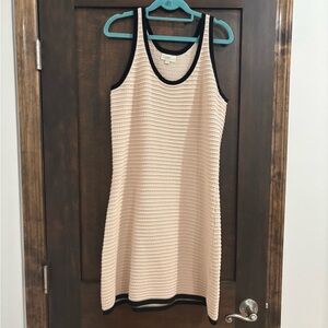 New LOFT Beige Knit Dress with Dark Border Large